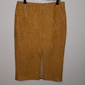 Keepsake The Label Lace Pencil Skirt Women’s Medium Mustard Yellow Midi Slim Fit